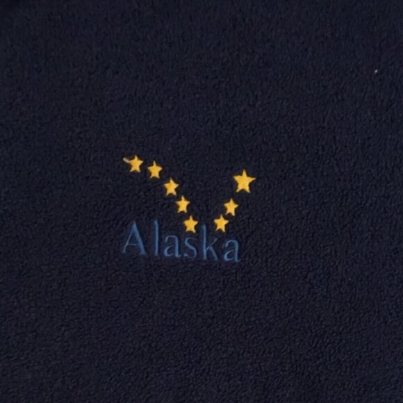 Vintage '90S Visions Resortwear Navy Alaska Zip Up Outdoor Fleece Sweater L - Picture 8 of 9